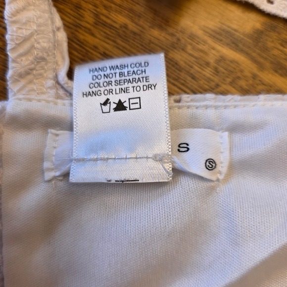 Cottage Core S White Floral Embroidered Ruffle Crop Top Square Neck Tie Back - Picture 6 of 11